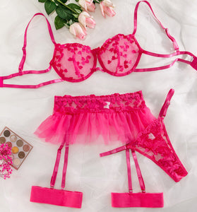 Seductive Pink Lace Lingerie Set