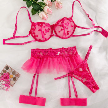 Seductive Pink Lace Lingerie Set