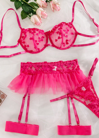 Seductive Pink Lace Lingerie Set