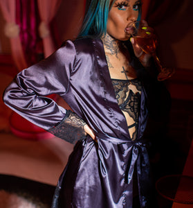 Romantic Satin Night Robe - Bri Shardai Intimates