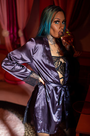 Romantic Satin Night Robe - Bri Shardai Intimates